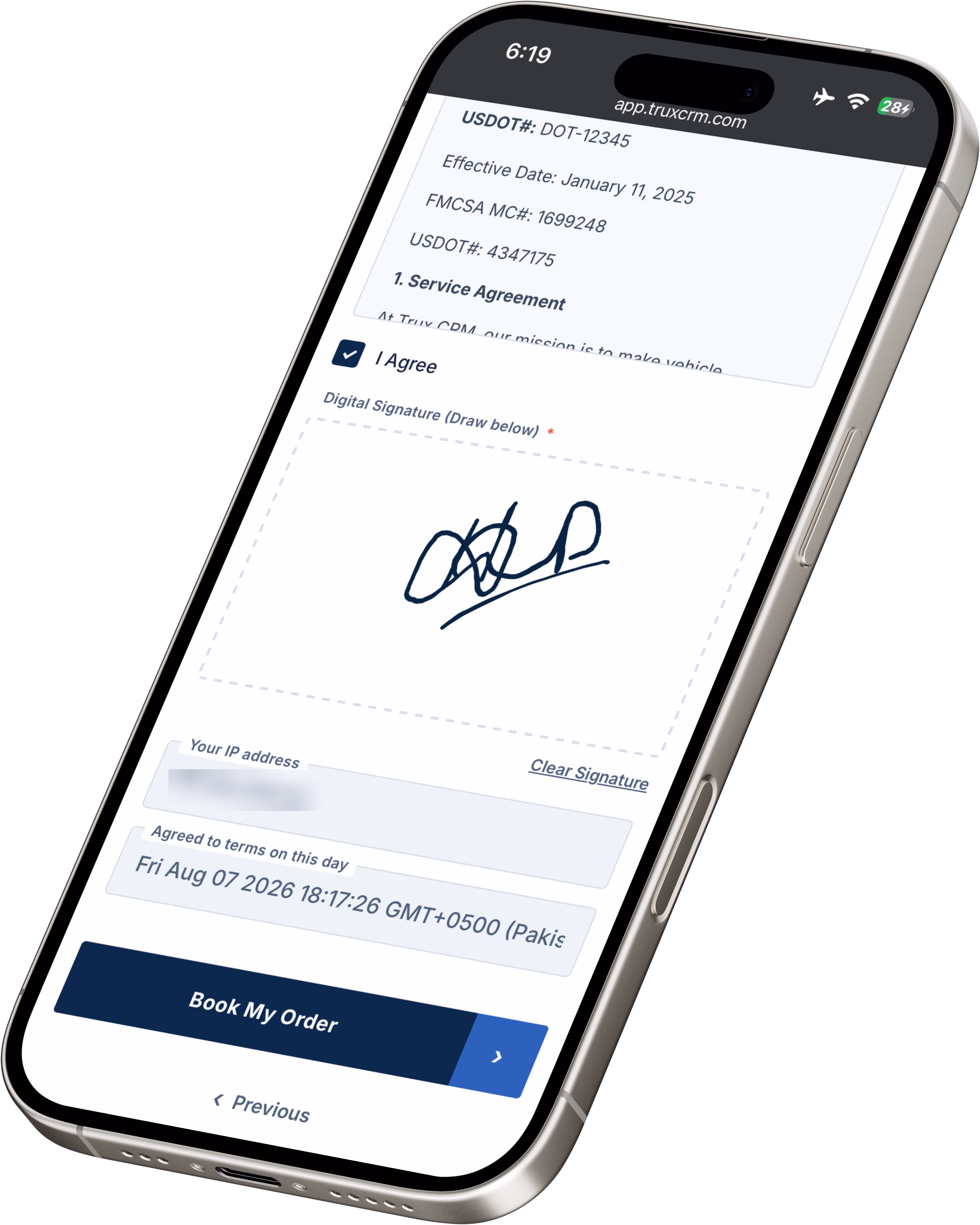 TruxCRM eDocs & Electronic Signatures on a phone